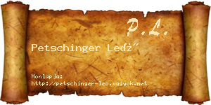 Petschinger Leó névjegykártya